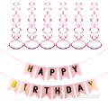 Palloncini di ghisa di buon compleanno in oro rosa